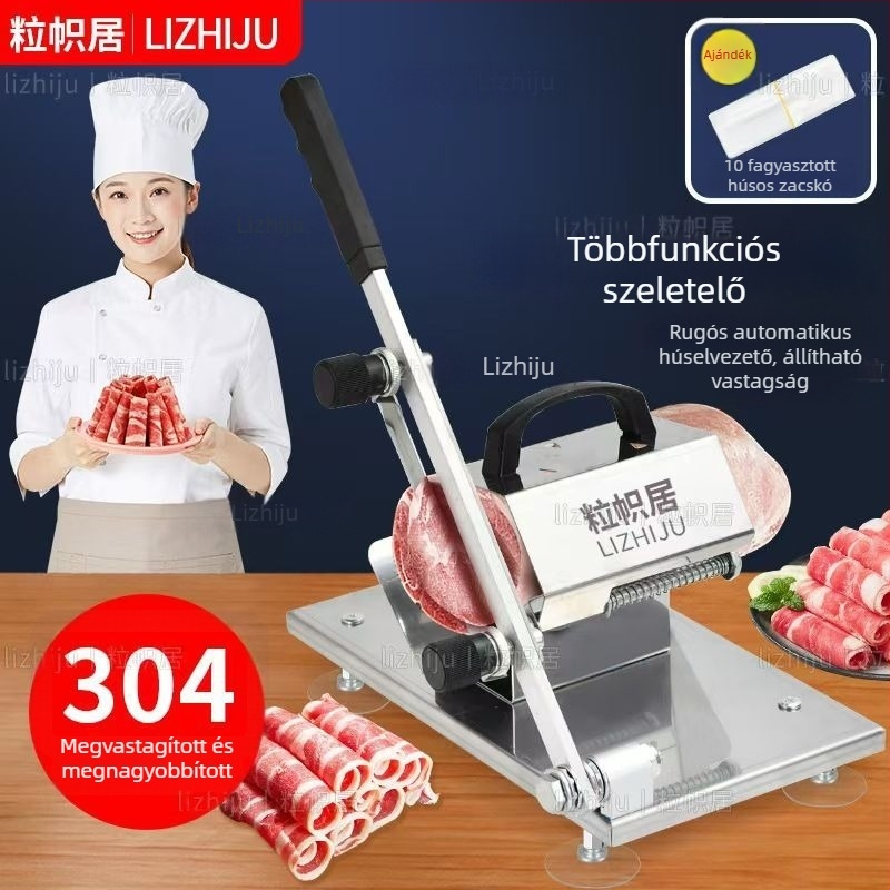 Kézi bárányhús tekercs szeletelő – otthoni és kisméretű kereskedelmi használatra, hús szeletelő fagyasztott és főtt húsokhoz, szénacél