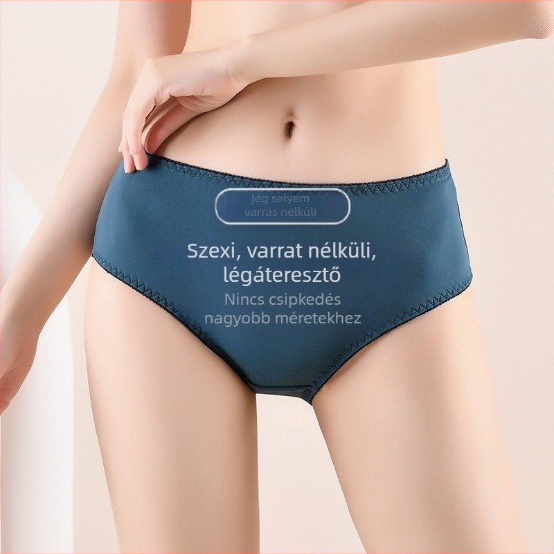 Női csipkés bugyi plusz méretben, középmagas derék, lélegző Ice Silk pamuttal bélelt, bőrbarát