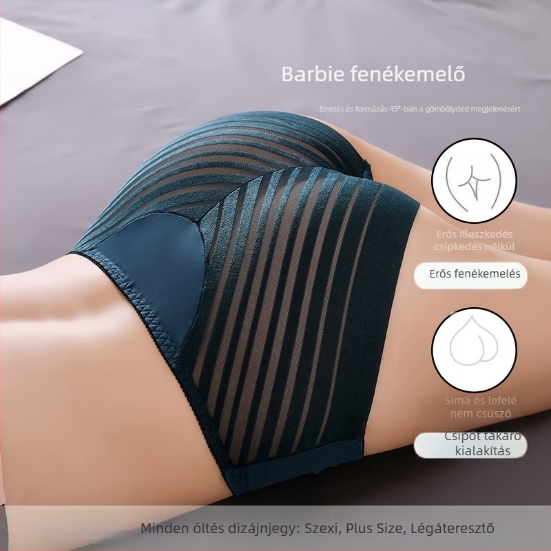 Női csipkés bugyi plusz méretben, középmagas derék, lélegző Ice Silk pamuttal bélelt, bőrbarát