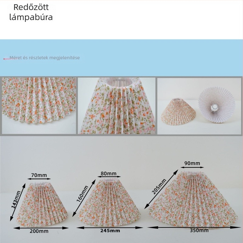 Pliszé textile asztali lámpaernyő dekoratív mintával, méretek 90x350x205H, szállodai és panziós dekorációhoz