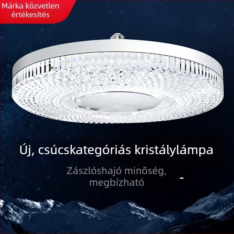 LED UFO lámpa E27-es menetes aljzat, kerek kristálylámpa hálószoba és étkező részére, szemkímélő, három színhőmérséklet