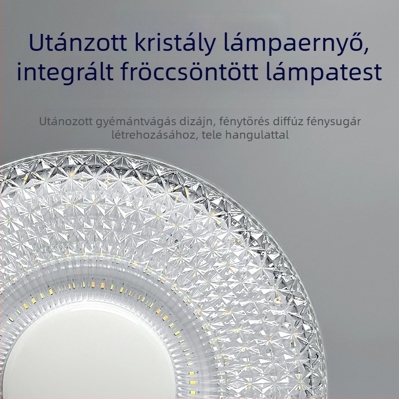 LED UFO lámpa E27-es menetes aljzat, kerek kristálylámpa hálószoba és étkező részére, szemkímélő, három színhőmérséklet