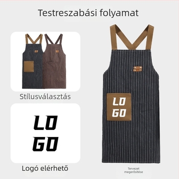 Légáteresztő otthoni kötény felnőtteknek, Life Radius márka, logó nyomtatással, modern minimalist dizájn
