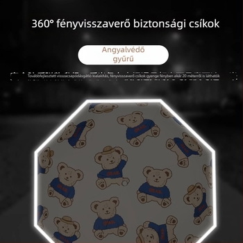 Biztonságos gyerek esernyő – automata összecsukható gyerek esernyő, rajzfilm mintás, lányoknak és fiúknak iskolába