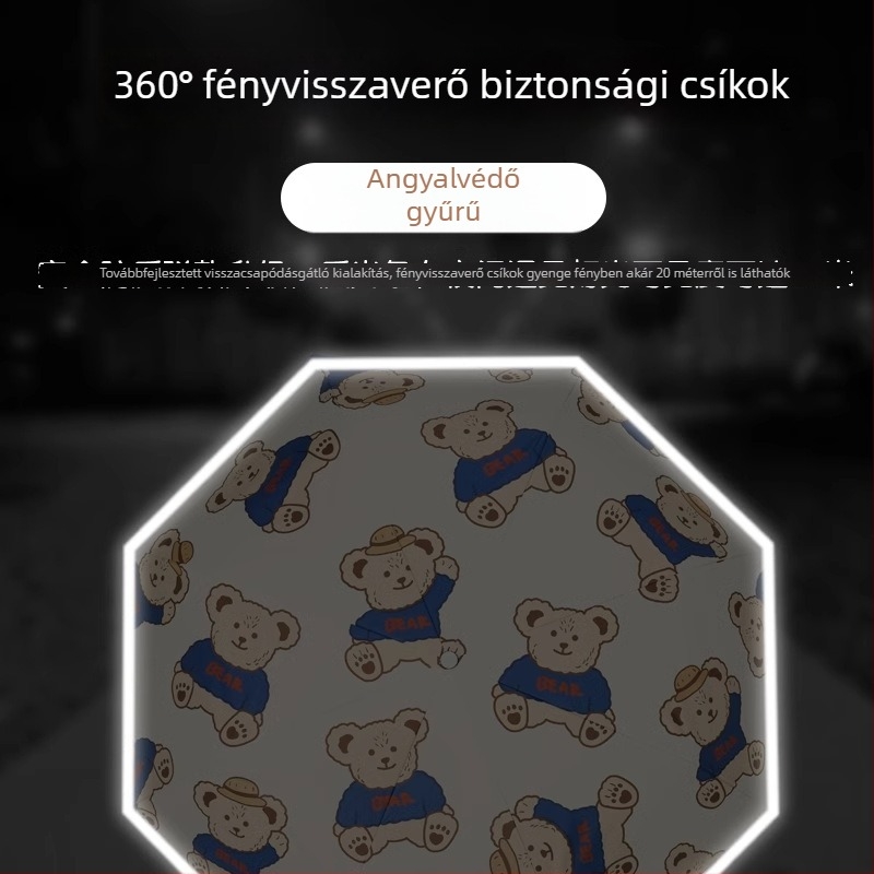 Biztonságos gyerek esernyő – automata összecsukható gyerek esernyő, rajzfilm mintás, lányoknak és fiúknak iskolába