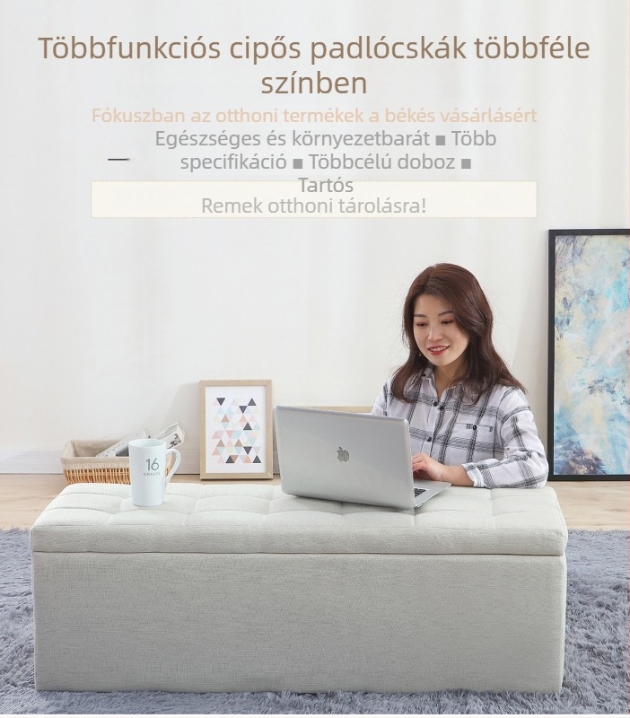 Textil bevonat cipőcserélő szék cipősszekrénnyel, háztartási tárolópad, téglalap alakú ülőbútor