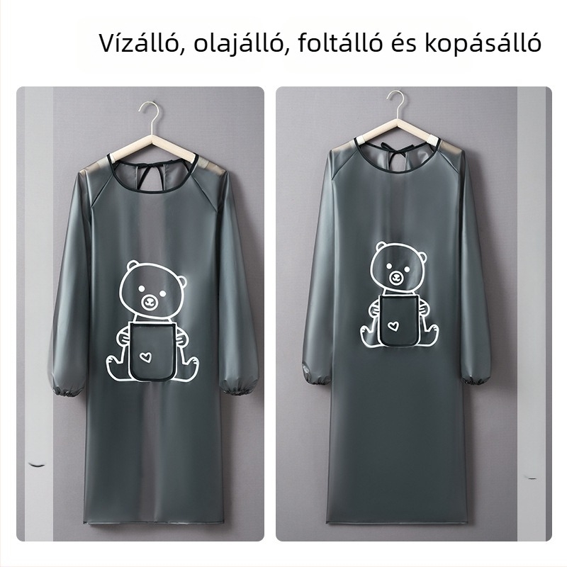 Átlátszó TPU hosszú ujjú kötény a konyhához, vízálló és olajálló, otthoni használatra