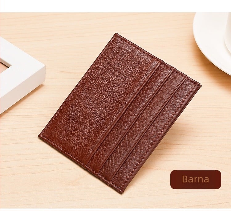 Ultra vékony bőr kártyatartó — kompakt, többkártyás, bankkártyák és közlekedési kártyákhoz, minimalist design, uniszex