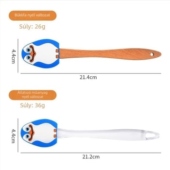 Szilikon spatula bükkfa fogantyúval sütéshez és vaj felkenéséhez