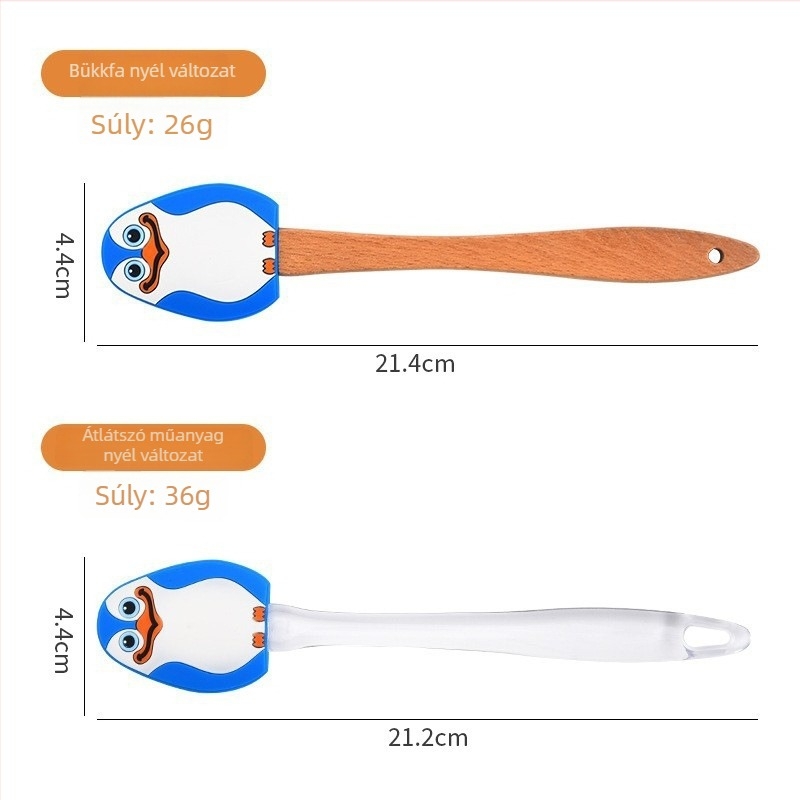 Szilikon spatula bükkfa fogantyúval sütéshez és vaj felkenéséhez