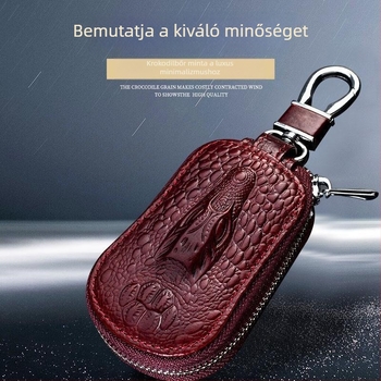 Dupla rétegű PU autókulcs táska krokodil mintával, uniszex