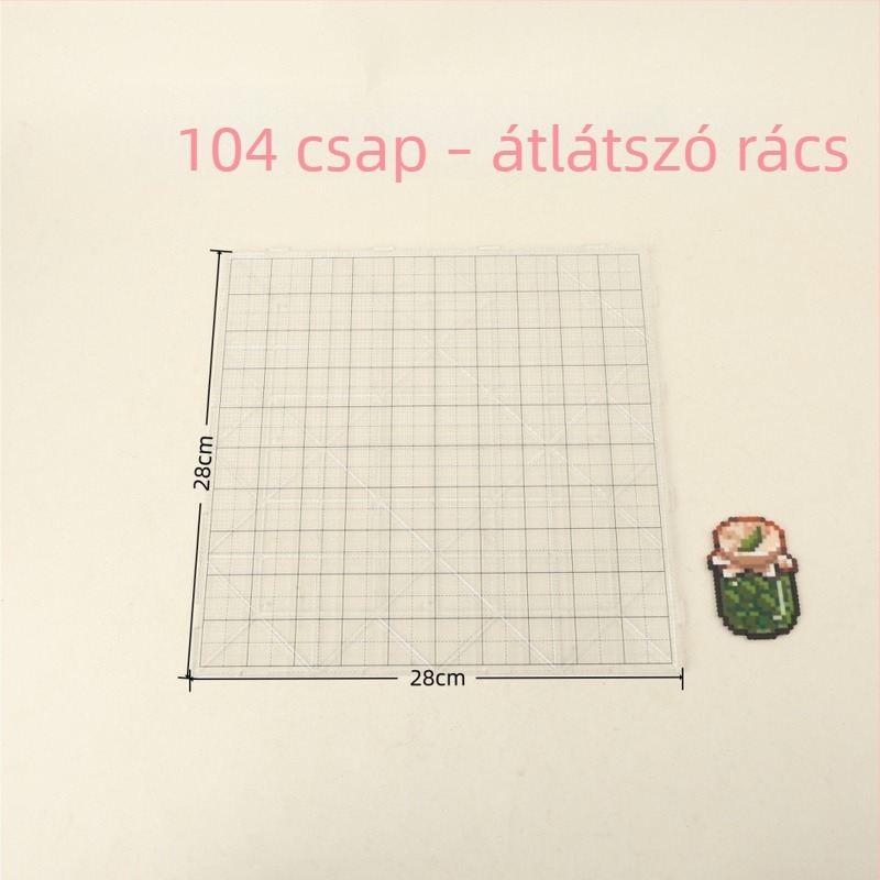 104 darabos gyöngy-tábla készlet 2.6 mm-es DIY fúzióval, hosszú tűk, hőálló tároló doboz, játék készlet