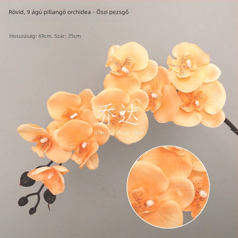 Fehér Phalaenopsis selyemvirágokból készült csokor otthoni dekorációhoz