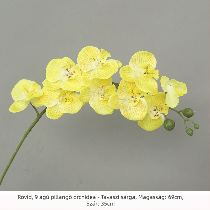 Fehér Phalaenopsis selyemvirágokból készült csokor otthoni dekorációhoz
