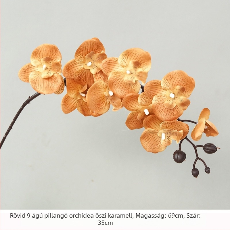 Fehér Phalaenopsis selyemvirágokból készült csokor otthoni dekorációhoz