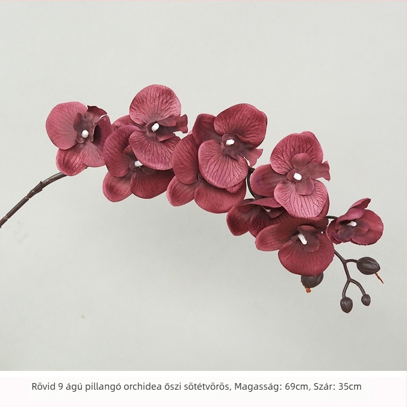 Fehér Phalaenopsis selyemvirágokból készült csokor otthoni dekorációhoz