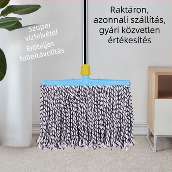Klasszikus pamut lapos mop háztartási használatra rozsdamentes acél nyéllel