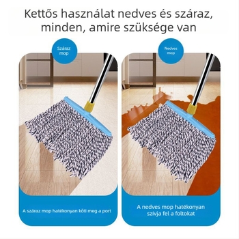 Klasszikus pamut lapos mop háztartási használatra rozsdamentes acél nyéllel