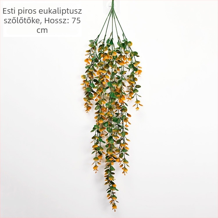 Mesterséges rattanból készült eukaliptuszlevéllel díszített falra akasztható növények beltérre és kültérre