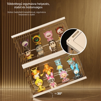 Átlátszó akril display állvány blind boxokhoz, nagy kapacitás, porálló tárolás