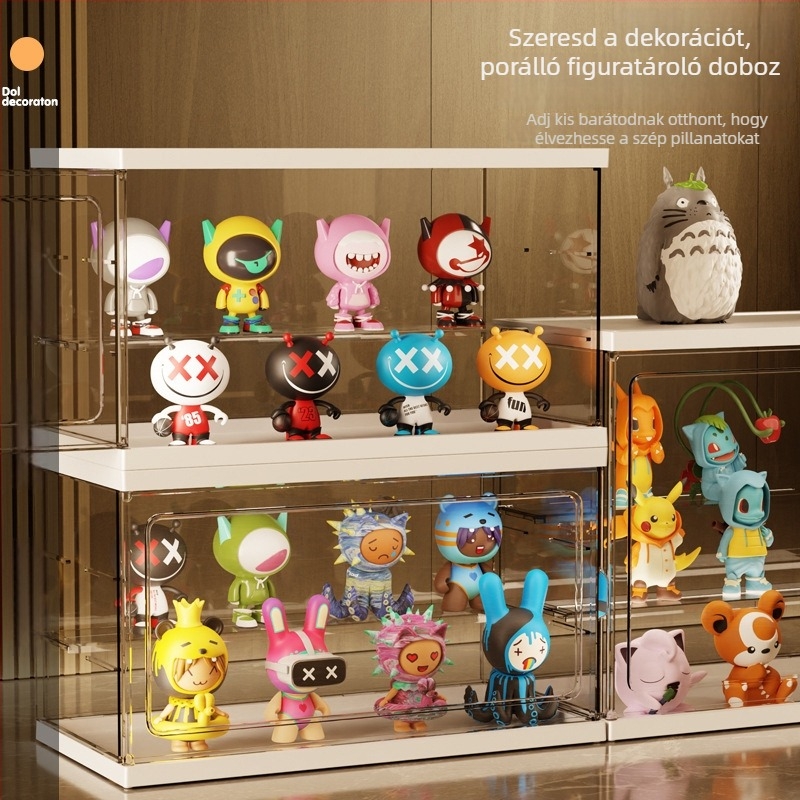 Átlátszó akril display állvány blind boxokhoz, nagy kapacitás, porálló tárolás