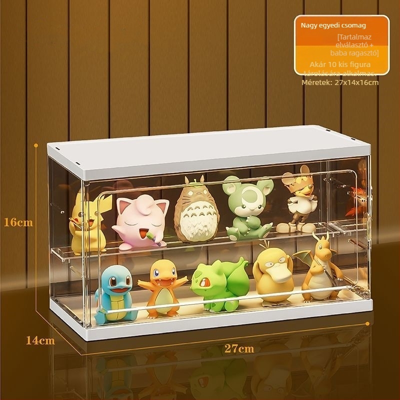 Átlátszó akril display állvány blind boxokhoz, nagy kapacitás, porálló tárolás