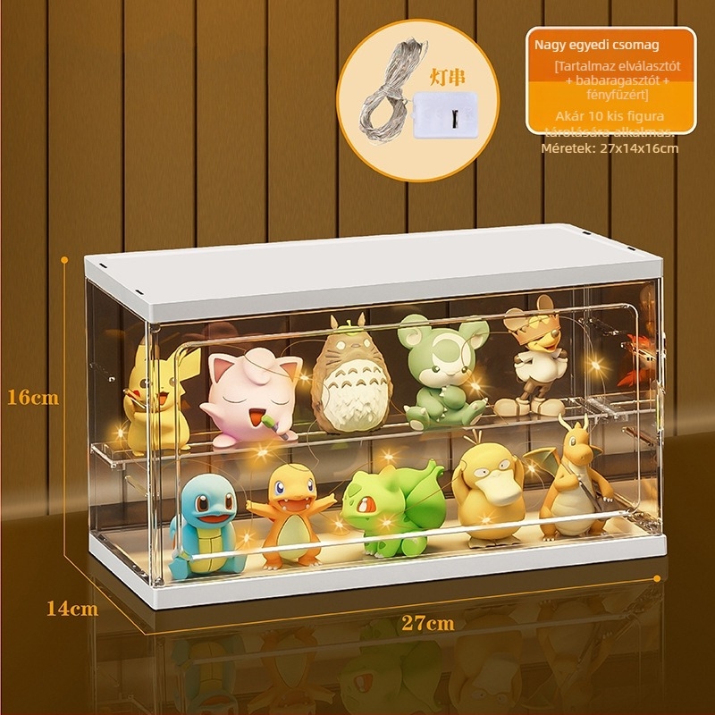 Átlátszó akril display állvány blind boxokhoz, nagy kapacitás, porálló tárolás