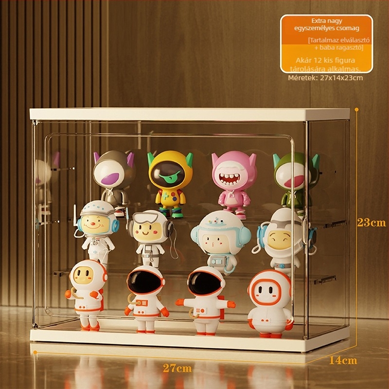 Átlátszó akril display állvány blind boxokhoz, nagy kapacitás, porálló tárolás