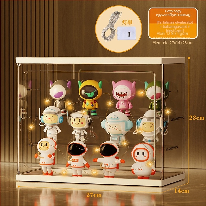 Átlátszó akril display állvány blind boxokhoz, nagy kapacitás, porálló tárolás