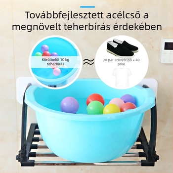 304-es rozsdamentes acélból készült padlóra szerelhető cipőszárító állvány, belső erkélyre, lopás elleni hálóval, akasztókkal és tárolóval