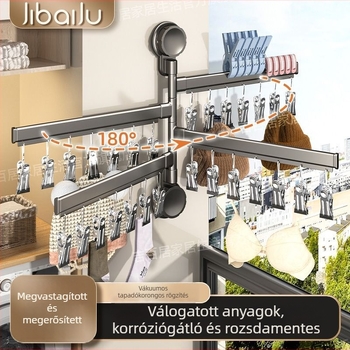 Zokni szárító állvány szívókorongokkal, erkélyre szánt fehérnemű- és zokitartó, összecsukható