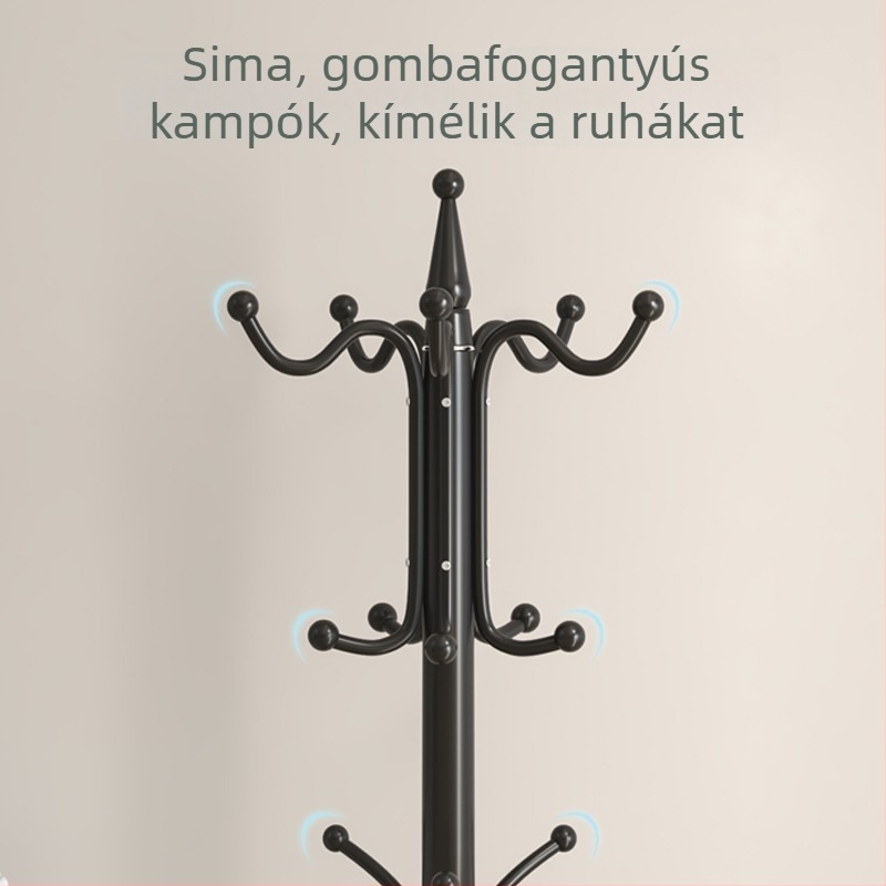 Padlón álló ruhafogas hálószoba és nappali számára, egyszerű, modern függőleges kialakítás, többfunkciós ruhatartó állvány ruhákhoz, nadrágokhoz és táskákhoz
