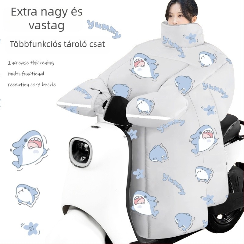 Téli szélvédő takaró elektromos robogóhoz, fleece béléses, vízálló, megnövelt méret