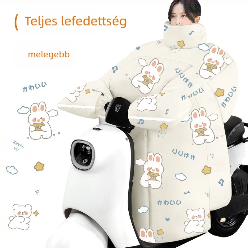 Téli szélvédő takaró elektromos robogóhoz, fleece béléses, vízálló, megnövelt méret