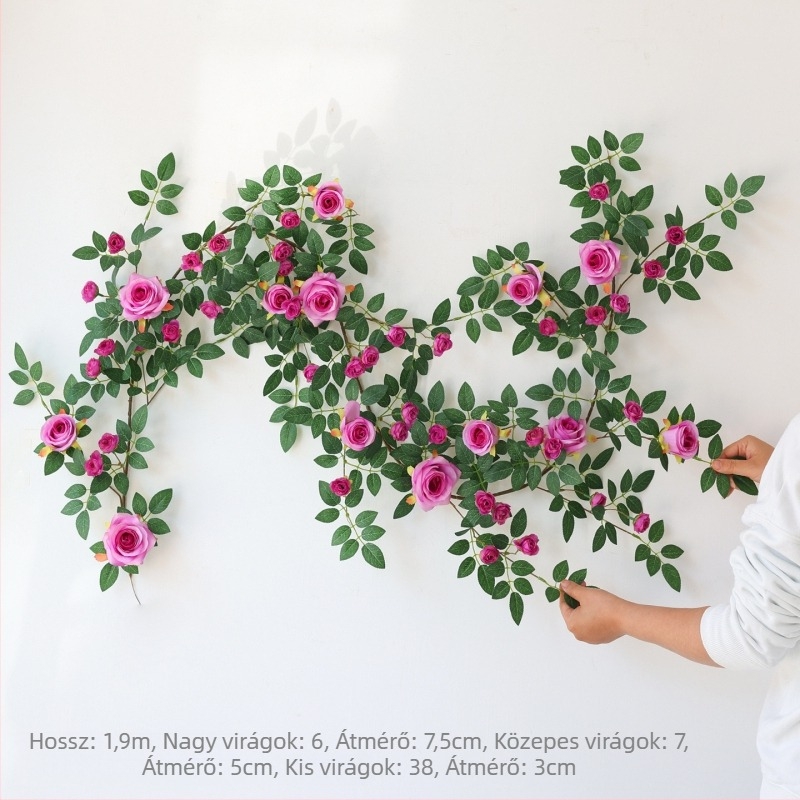 Mesterséges rózsa futó – műanyag futó növény klímaberendezés csöveinek tekeréséhez, mennyezeti dekoráció