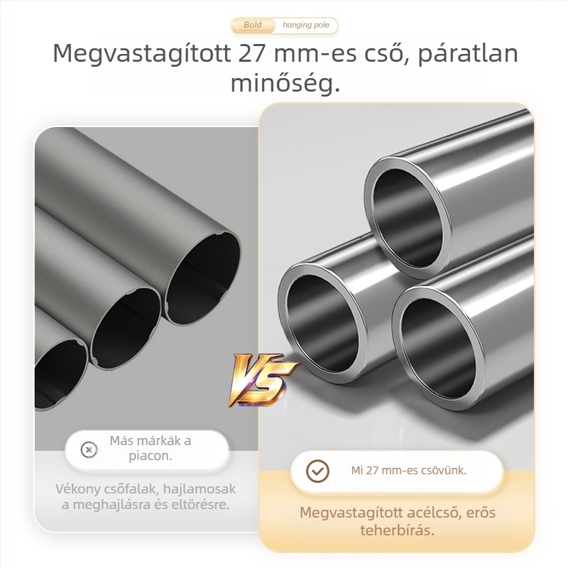 Rozsdamentes acél padlón álló belső ruhaszárító, balkonra vagy hálószobába, egyetlen rúddal, mozgatható