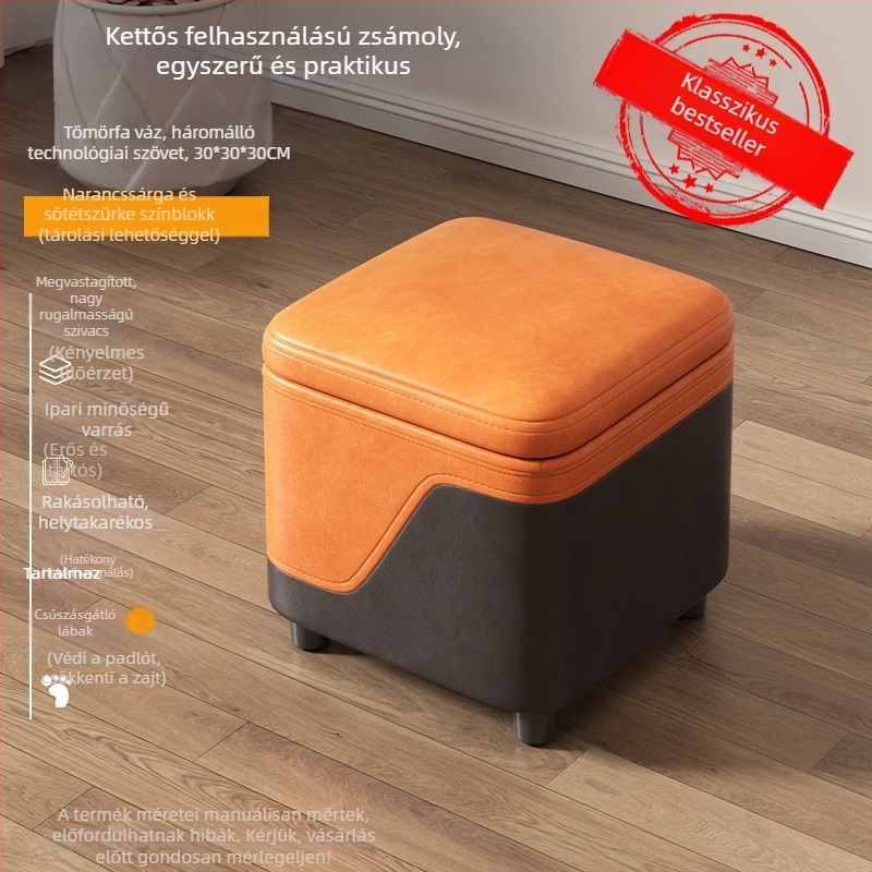Fából készült tárolószék dobozzal, előszoba és nappali használatra, cipőszék, játékok tárolása