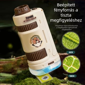 Gyerekeknek szánt kültéri kézi mikroszkóp, hordozható HD, oktató tudományos játék tanulóknak és óvodásoknak