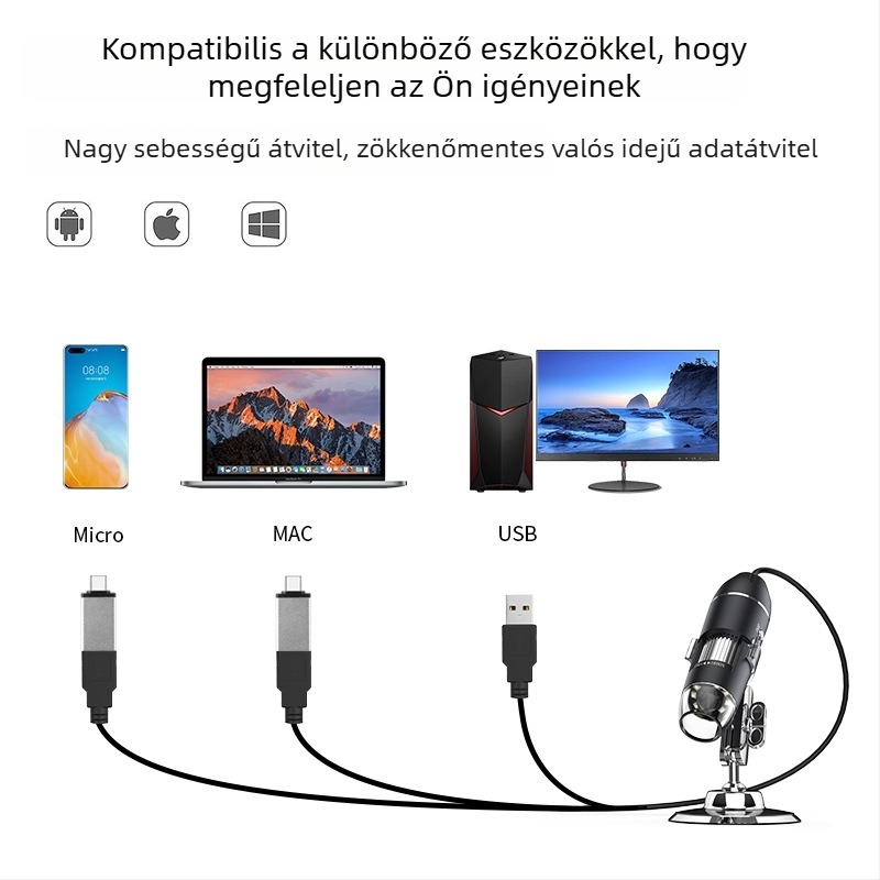 USB-s szőrtüsző-ellenőrző tükör, digitális mikroszkóp, hordozható kamera haj és bőr vizsgálatára