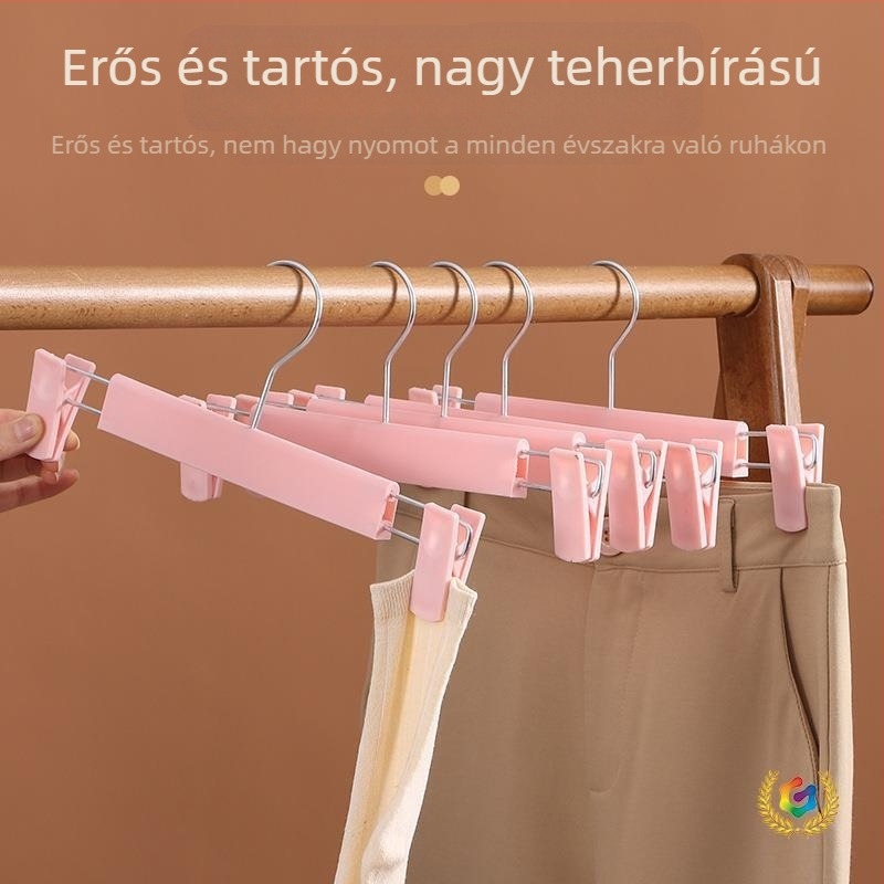 Csúszásmentes műanyag nadrágakasztó, háztartási használatra, száraz és nedves ruhákhoz, nyom nélkül