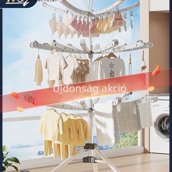 Baba ruhaszárító állvány, padlón álló, összecsukható, többfunkciós, erkélyhez