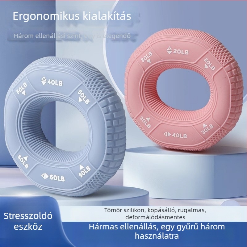 Szilikon fogógyűrű és fogólabda kéz erőnléti edzéséhez, ujjak rehabilitációjához és előkar izmainak edzéséhez