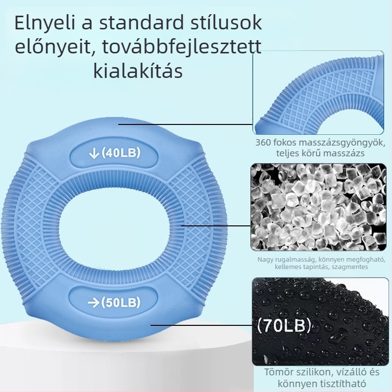 Szilikon fogógyűrű és fogólabda kéz erőnléti edzéséhez, ujjak rehabilitációjához és előkar izmainak edzéséhez