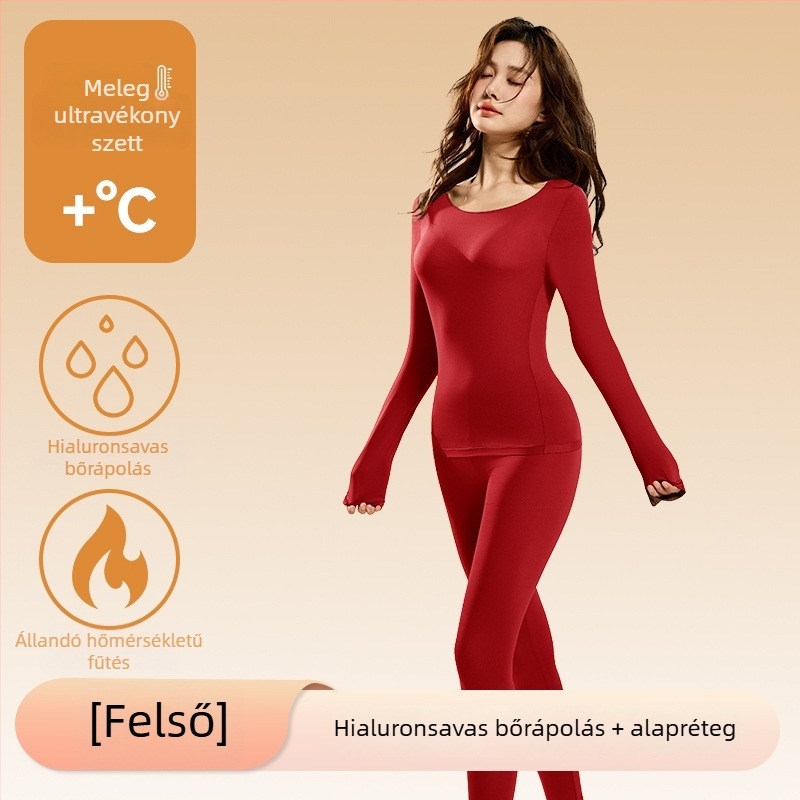 Női ultra vékony termikus alapréteg szett: felső és alsó, varrat nélküli, meleg