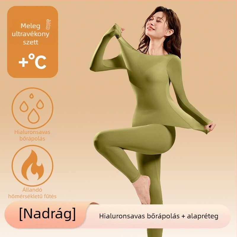 Női ultra vékony termikus alapréteg szett: felső és alsó, varrat nélküli, meleg