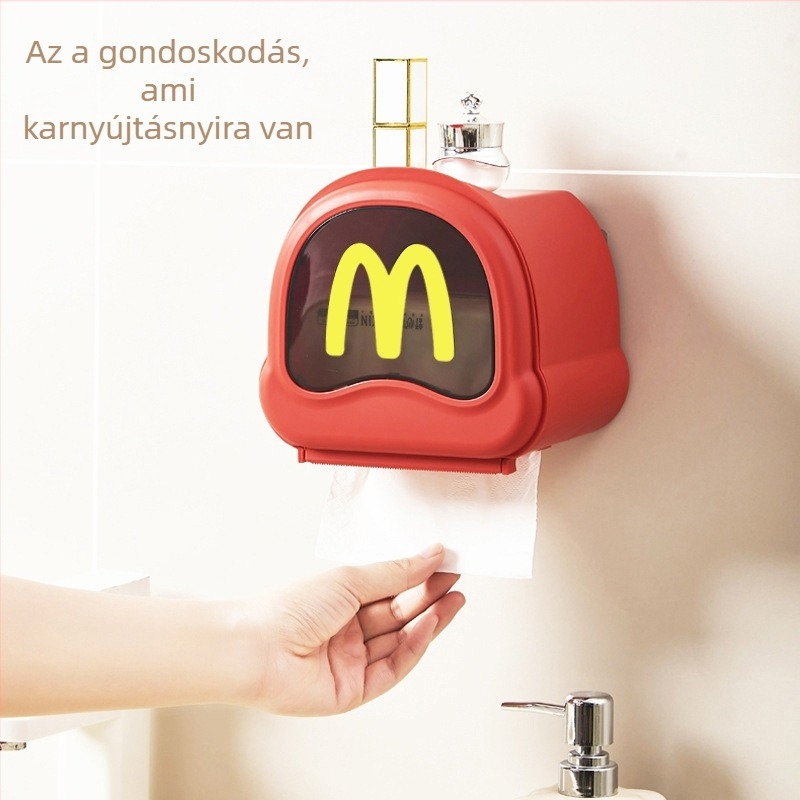 Fali vécépapír tartó, fordított kivitel, fúrás nélkül, otthonra, konyhába és nappaliba