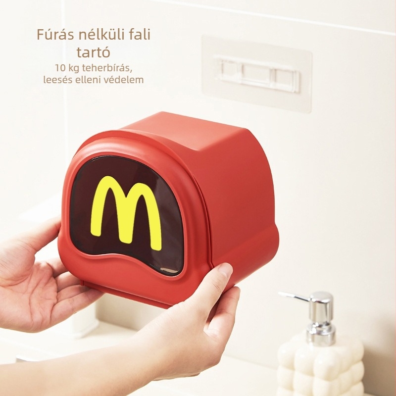 Fali vécépapír tartó, fordított kivitel, fúrás nélkül, otthonra, konyhába és nappaliba