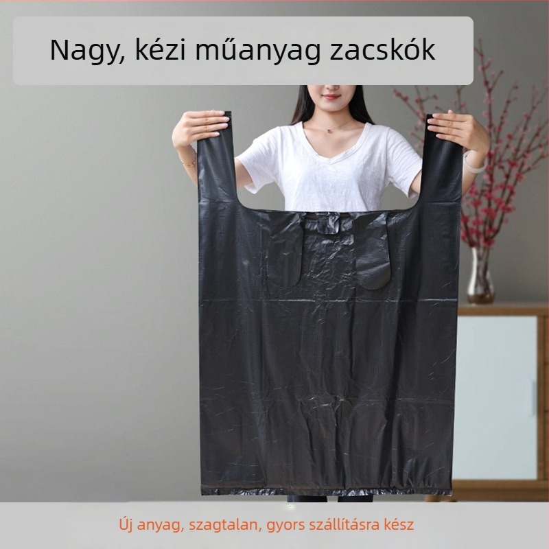 Nagy teherbírású műanyag szemeteszsákok mellény-stílusban