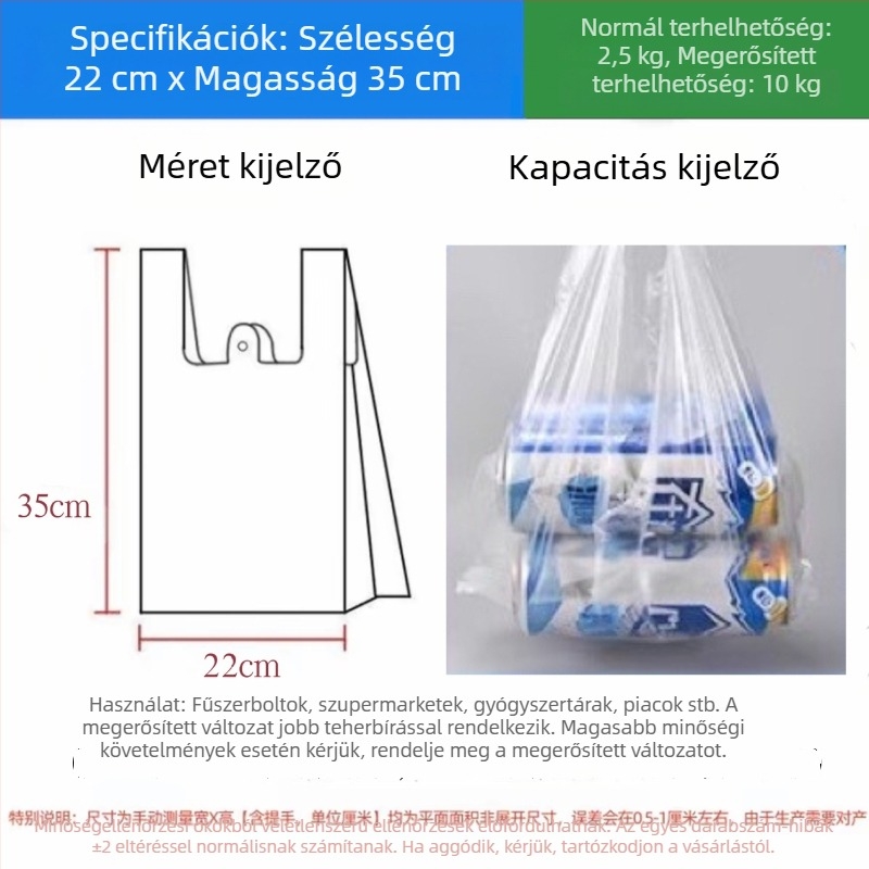 Jiafa élelmiszer-minőségű PE műanyag zacskók, mellény-stílus, vastagított, háztartási és kereskedelmi használatra, fehér, nagy méret
