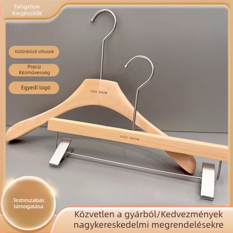 Bükkfa ruhakasztó, tömörfa, csúszásmentes, nadrág- és ruhatartó